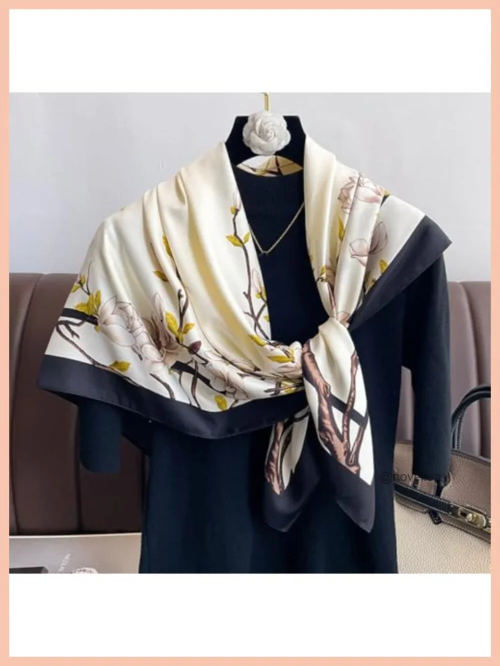 Large Square Silk Feeling Fashion Scarf Headwrap 35